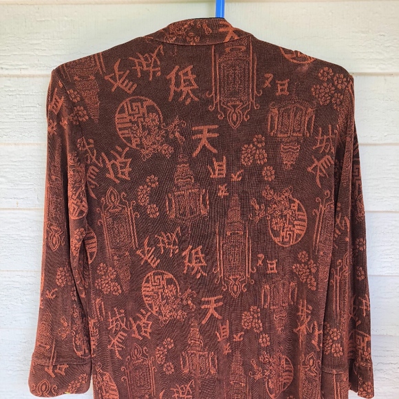 CHICO'S Asian inspired 3/4sl stretch knit top - Picture 6 of 7